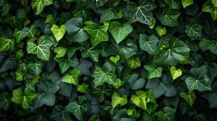 a close up of a wall of green leaves