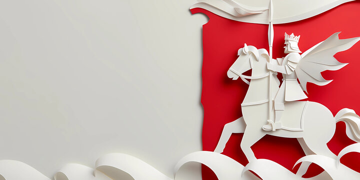 red and white Knight on a horse: st. george's day banner