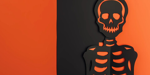 Black and orange halloween skeleton banner
