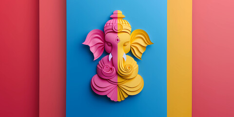Colourful hindu god ganesha banner backdrop