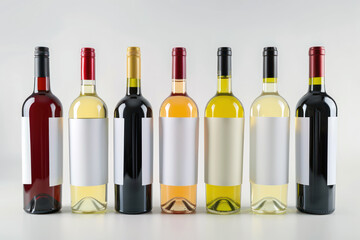 Elegant collection of red and white wine bottles for gourmet selection and tasting