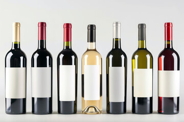 Elegant collection of red and white wine bottles for gourmet selection and tasting