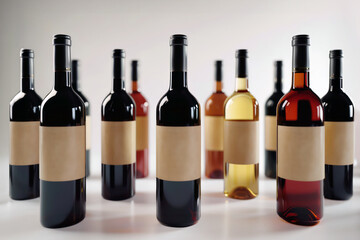Fototapeta premium Elegant collection of red and white wine bottles for gourmet selection and tasting