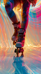 Across the spectrum rollerblades merge physics and fantasy streaking colors in motion