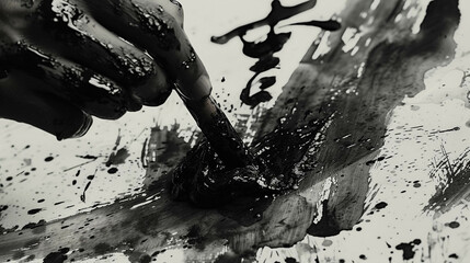 An invisible hand paints strange symbols with Chinese ink unseen forces at work