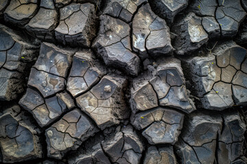 Parched cracked soil texture representing climate change and drought