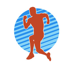 Silhouette of a sporty man in running pose. Silhouette of a male run pose.