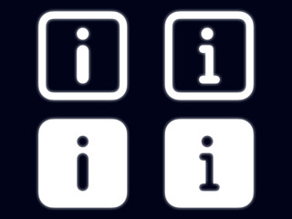 光るインフォ角丸マークセット：白