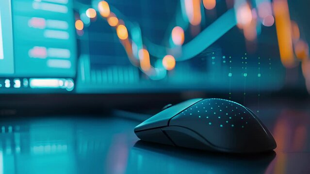 A closeup of a computer mouse hovering over a graph on a carbon footprint tracking dashboard highlighting a spike in emissions that needs addressing.
