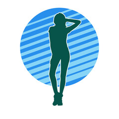 Silhouette of a slim female model in sexy pose. 