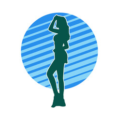 Silhouette of a slim female model in sexy pose. 