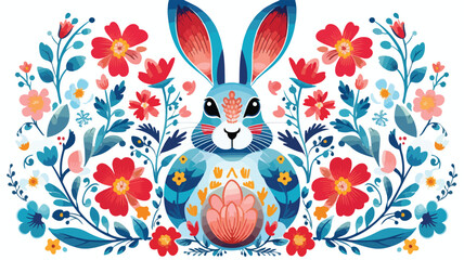 Colorful illustration with hare. Happy Easter!