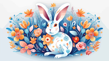 Colorful illustration with hare. Happy Easter!