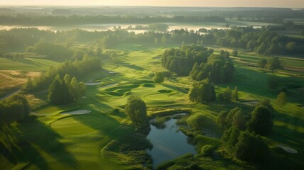 A golf course nestled in the countryside - obrazy, fototapety, plakaty