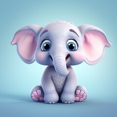 funny illustration of an elephant. funny character rendering. 