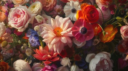 Intricate flower details such as delicate petals, vibrant colors and unique textures.
