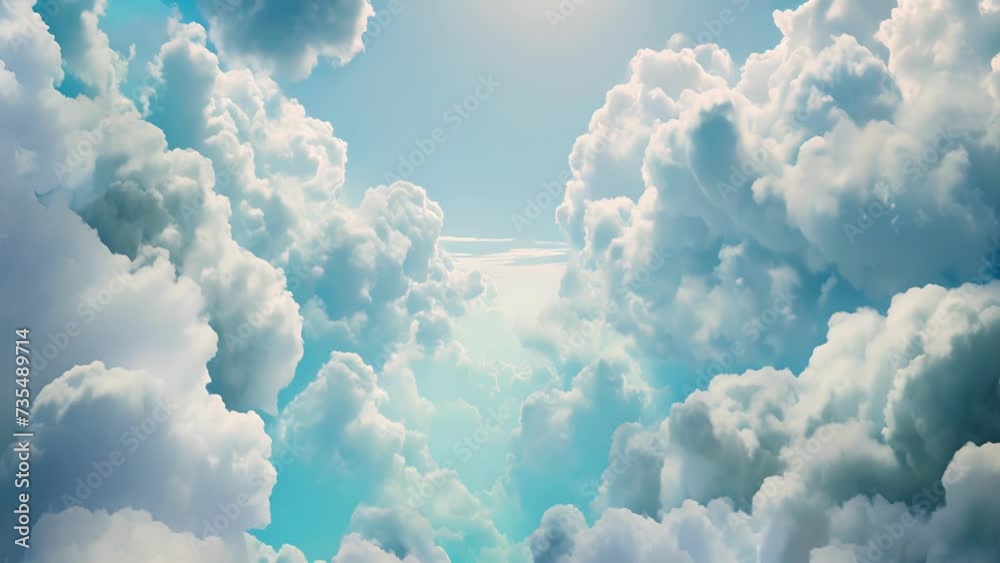 Wall mural a mesmerizing sight of equalizershaped clouds gently drifting across the sky creating a serene and d