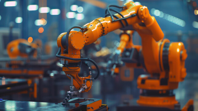 Advanced robotic automation technology in modern industrial manufacturing process