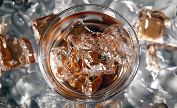Elegant whiskey in a crystal glass for tasting elite spirits