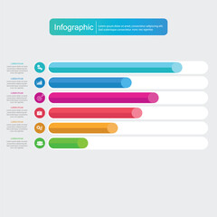 Infographic vector, graph. presentation. Business concept, parts, steps, processes. Infographic data visualization. Startup template. - Vector