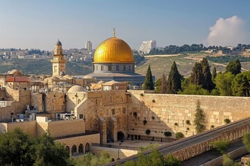Fototapeta na wymiar A panoramic view showcasing the historic and architectural beauty of the Old City of Jerusalem.
