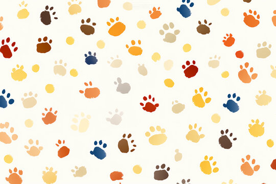 cute 2d dog paws various shapes and sizes and colors white background