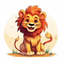 young lion. icon like 3D rendering character. 