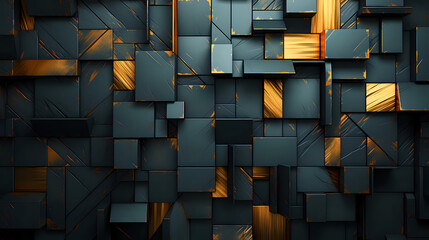 
Modern Geometric Abstract.  navy blue blocks with golden accents, suitable for sophisticated...