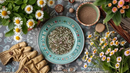 Whimsical Cottage Garden Creation Flat Lay

