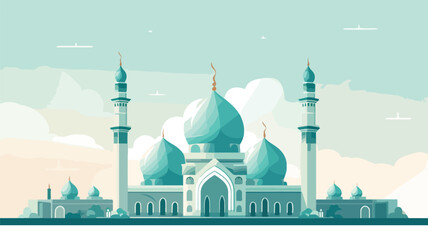 Vector of mosque flat design 2D vector. - obrazy, fototapety, plakaty