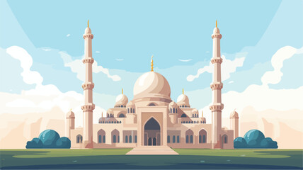 Fototapeta na wymiar Vector of mosque flat design 2D vector.