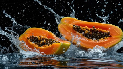 Summery Papaya with water splash