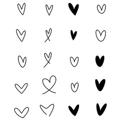 Heart doodles. Hand drawn hearts. Design elements for Valentine's day. Vector EPS 10.	