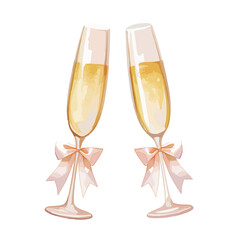 水彩で描いたシャンパンのイラスト