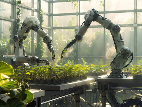 A business revolution in a factory where robots nurture plants blending the lines between technology work and nature