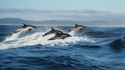 Dynamic Dolphin Acrobatics in Ocean Spray AI Generated.