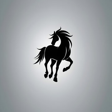 A logo illustration of a graceful horse on a light gray background. Created with generative AI.