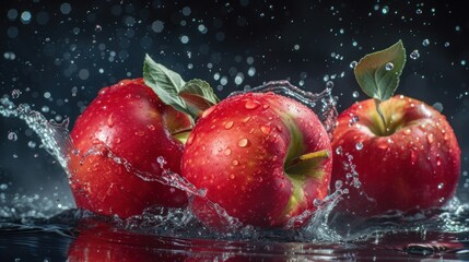 Red Apple Making a Splash in the Dark