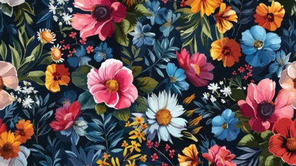 Zelfklevend Fotobehang Vector Floral Pattern in Painting Style. © Quintessa
