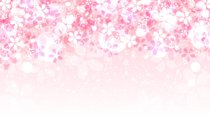 桜の花の華やかなイラスト背景、16:9サイズ - obrazy, fototapety, plakaty