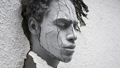 portrait of a person with cracked skin