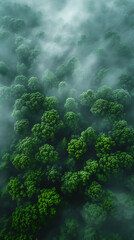 Naklejka na ściany i meble Foggy forest, Foggy forest background, for social networks 