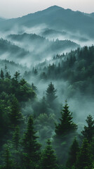 Foggy forest, Foggy forest background, for social networks
