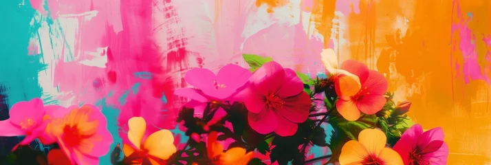 Foto auf Acrylglas Bright Bold Colors Spring Pop Art Background created with Generative AI Technology © Sentoriak