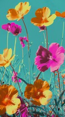 Fototapeta na wymiar Bright Bold Colors Spring Pop Art Background created with Generative AI Technology