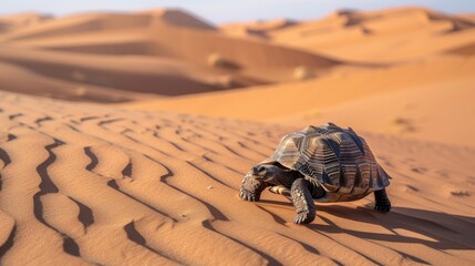 Wise Old Tortoise Crossing the Vast Desert AI Generated.