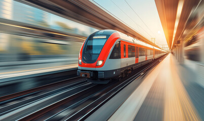 Naklejka premium fast moving train in motion