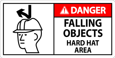 Danger Sign, Falling Objects Hard Hat Area