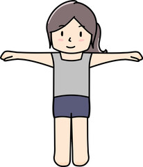 手を横に広げた女の子のイラスト