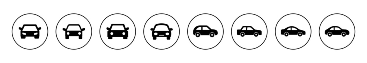 Car icon set vector. car sign and symbol. small sedan - obrazy, fototapety, plakaty